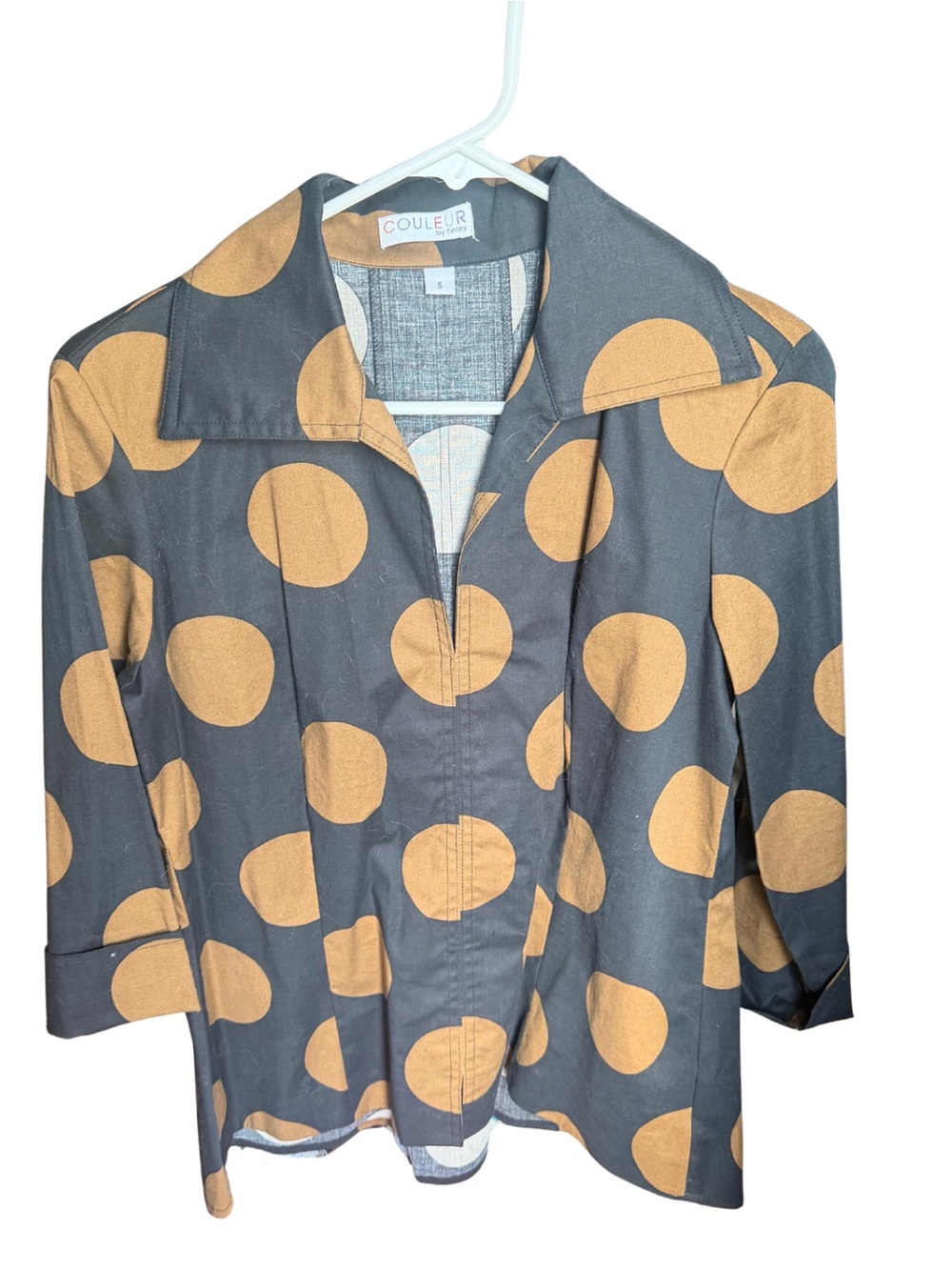 Finley Black with Mustard Polka Dots Blouse - Shirt